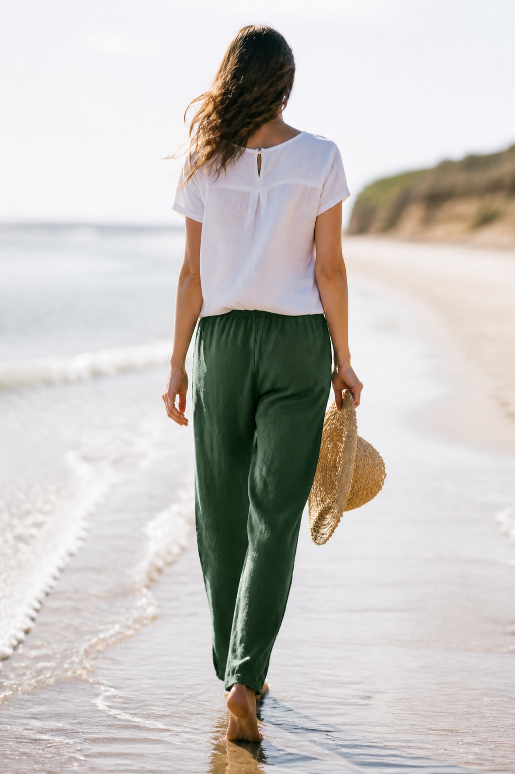 Della Drawstring Wide-Leg Pants | Women's Relaxed Linen Trousers