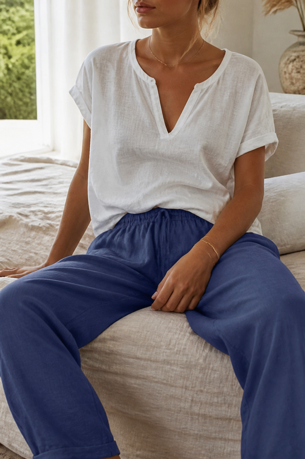 Harper Relaxed Straight Pants | Women's Everyday Cotton Trousers