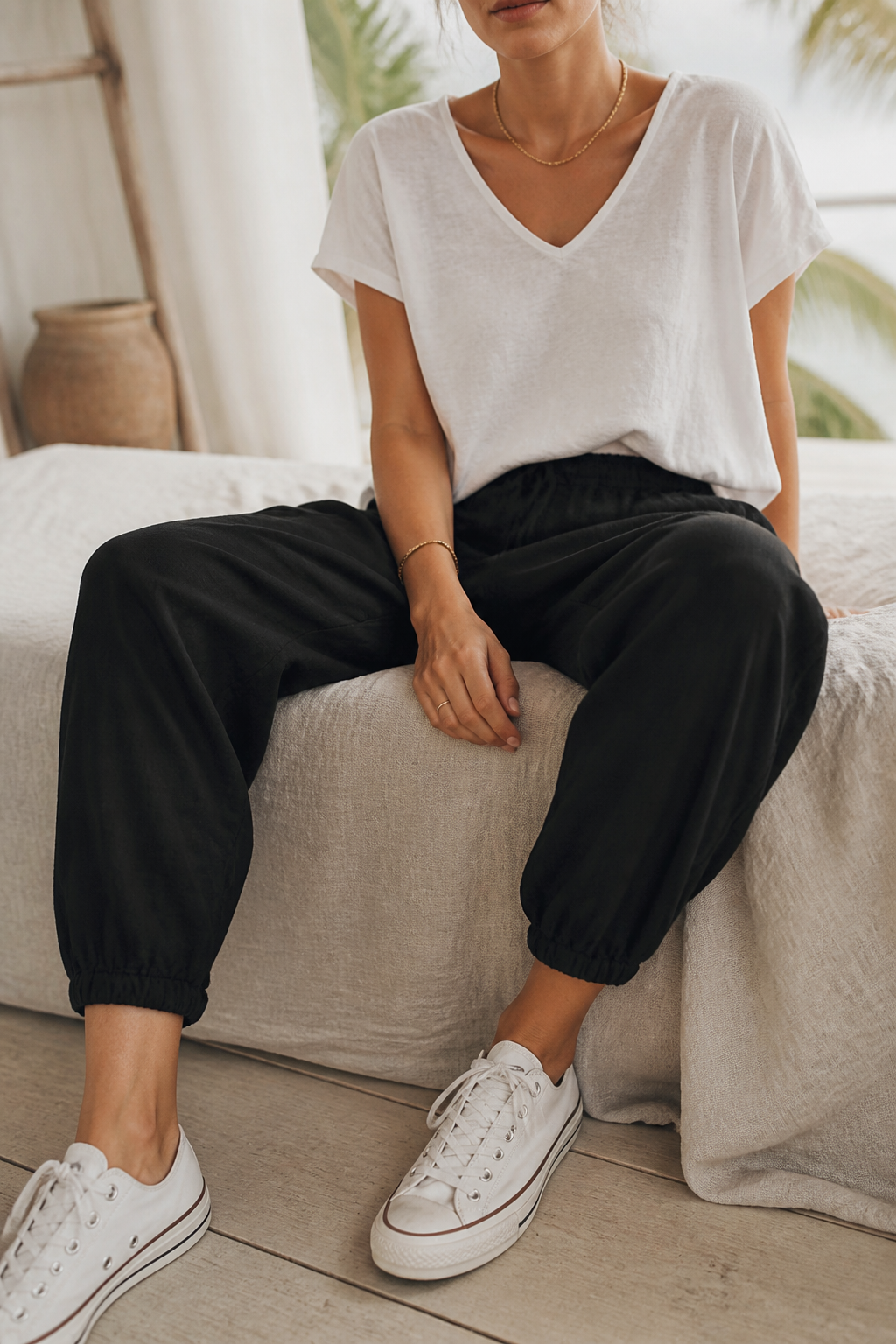 Harper Relaxed Straight Pants | Women's Everyday Cotton Trousers