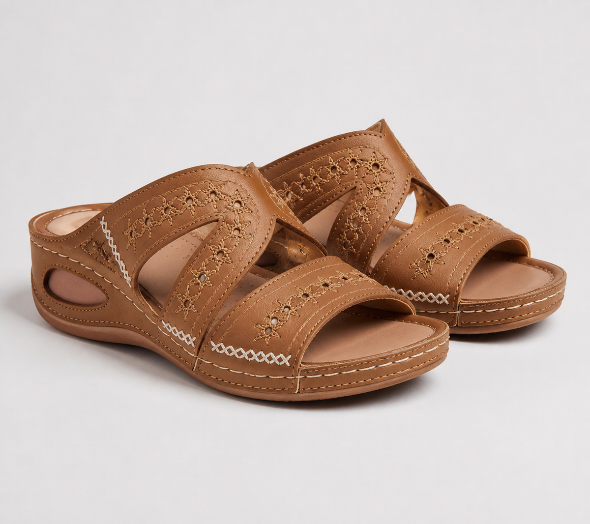 Calla Embroidered Slide Sandals | Women's Flat Slip-On Slides