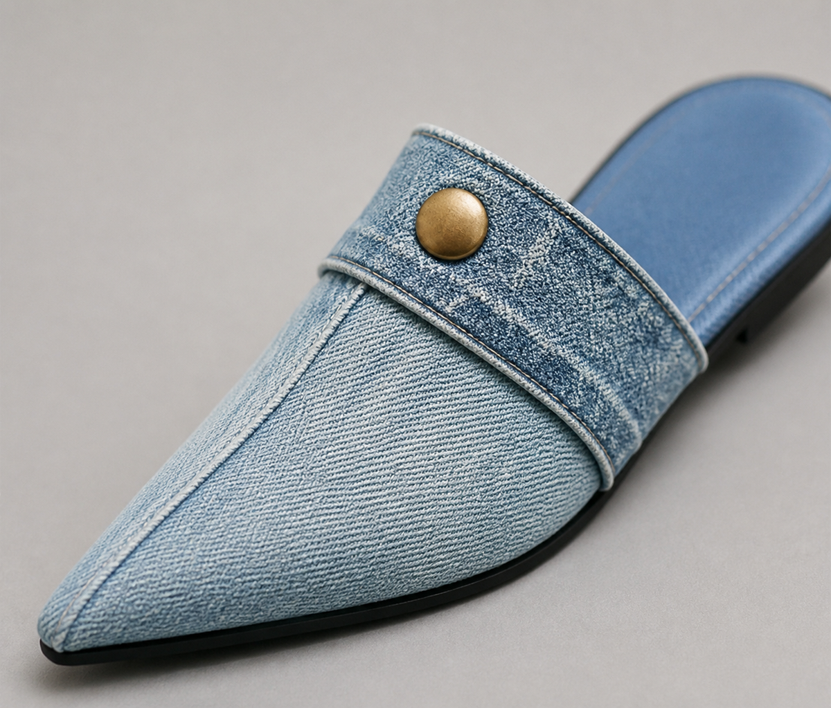 Demi Denim Mule Slides | Women's Pointed-Toe Flat Slides