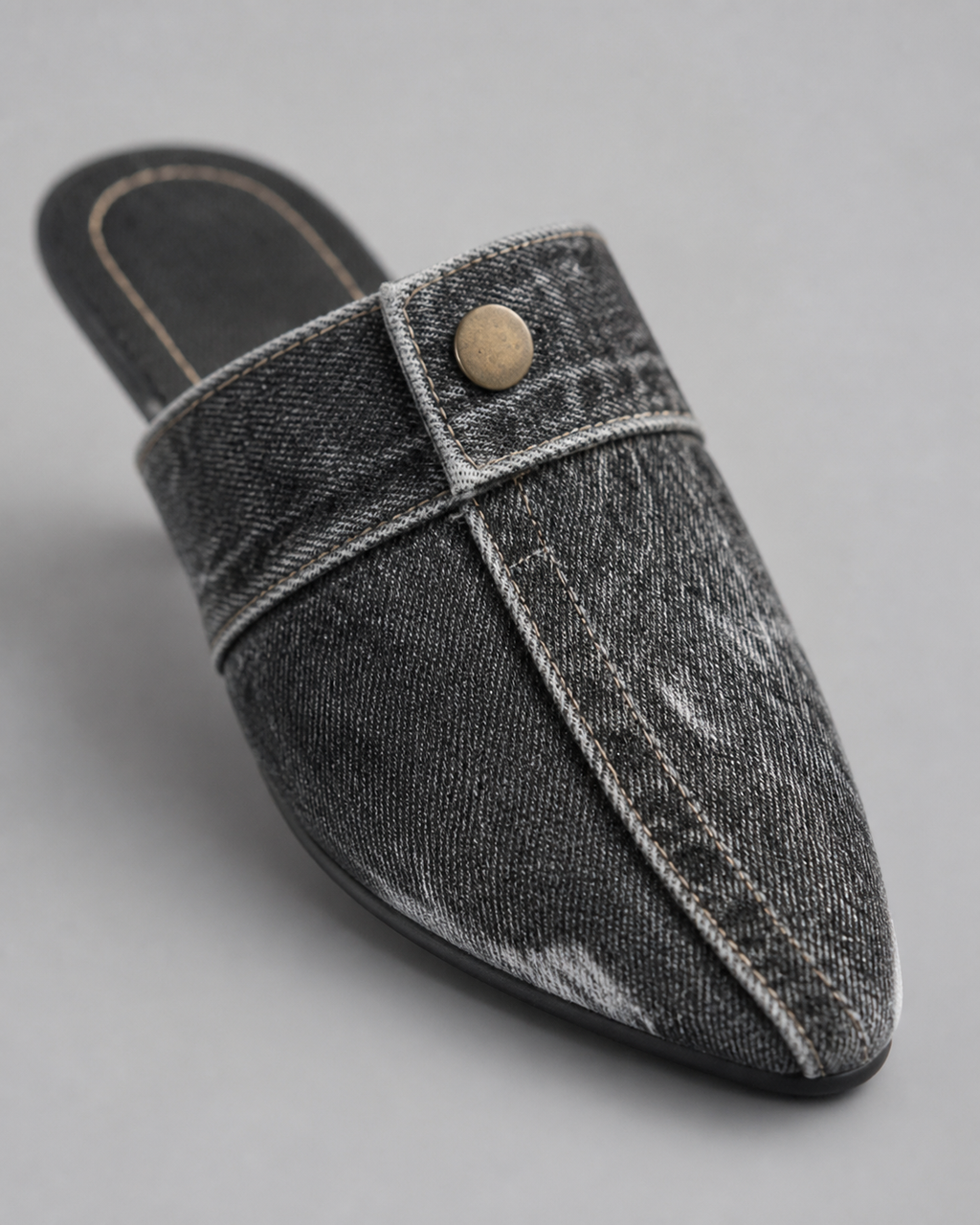 Demi Denim Mule Slides | Women's Pointed-Toe Flat Slides