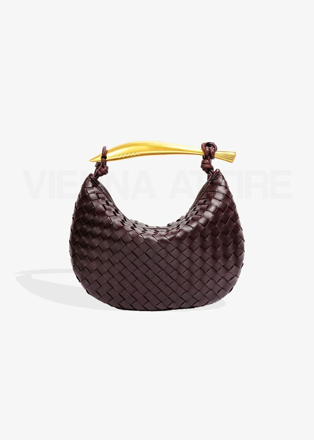 Minerva gold-tone bar woven crescent top-handle bag