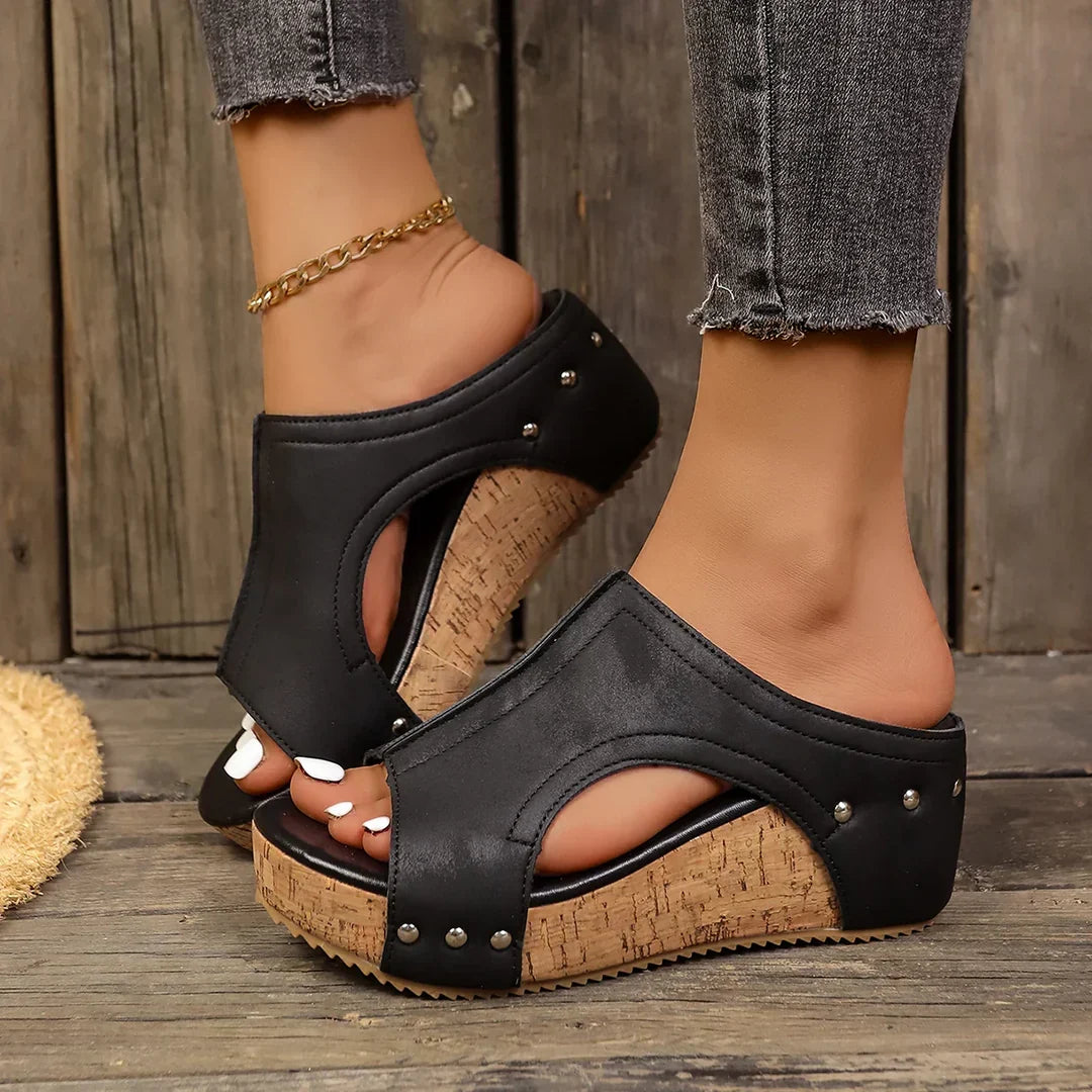 Quinley Cork Wedge Sandals | Women's Cut-Out Platform Slides