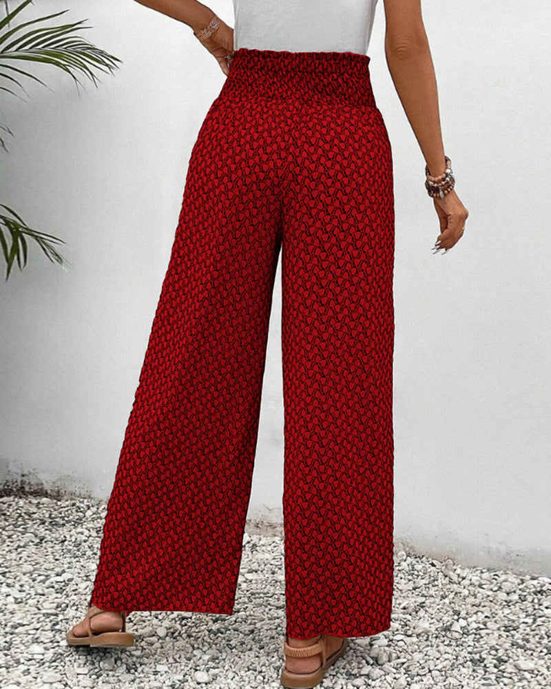 Vera Wide-Leg Pants | Women's Relaxed Printed Trousers