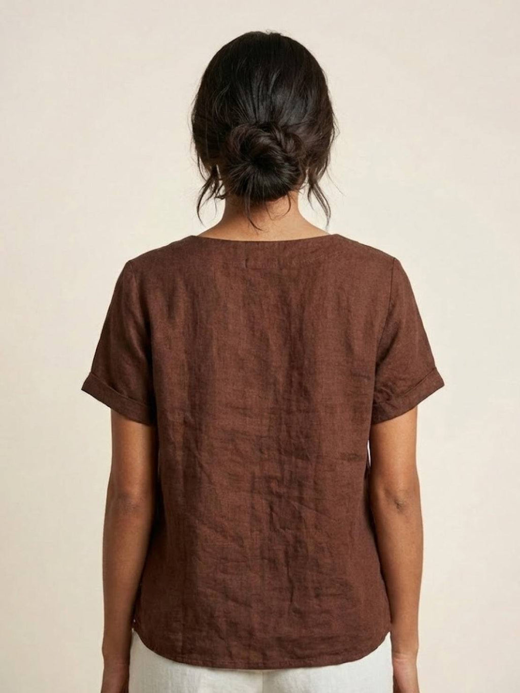 Olive Scoop-Neck Tee | Women's Short-Sleeve Button Top