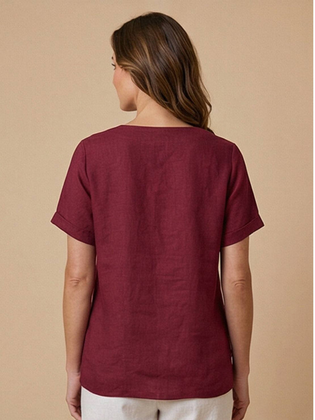 Olive Scoop-Neck Tee | Women's Short-Sleeve Button Top