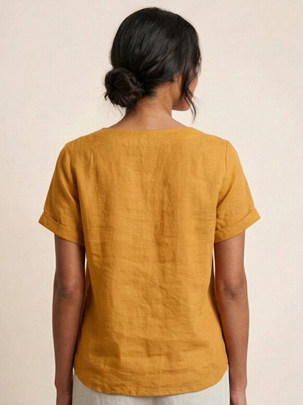 Olive Scoop-Neck Tee | Women's Short-Sleeve Button Top