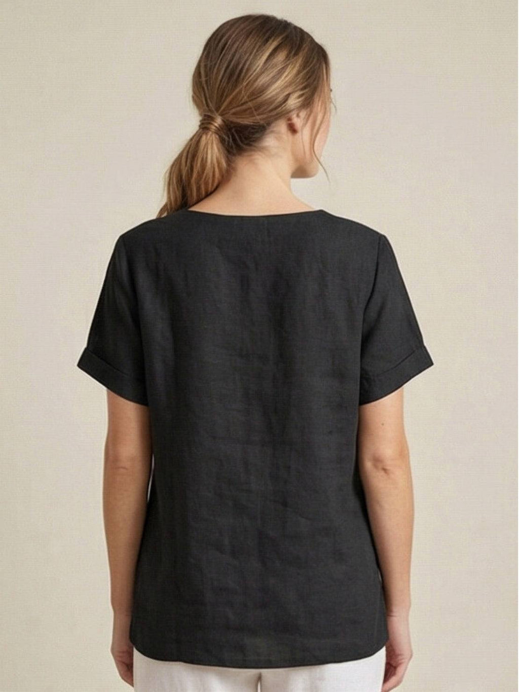 Olive Scoop-Neck Tee | Women's Short-Sleeve Button Top