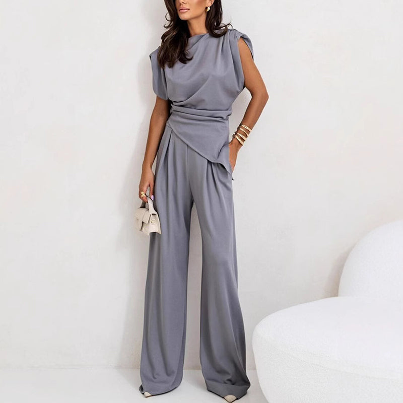 Khloe Two-Piece Set | Women's Elegant Wide-Leg Co-Ord