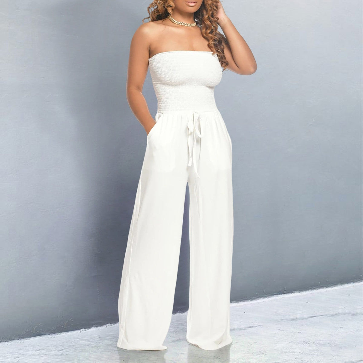 Bella Strapless Jumpsuit | Women's Wide-Leg One-Piece