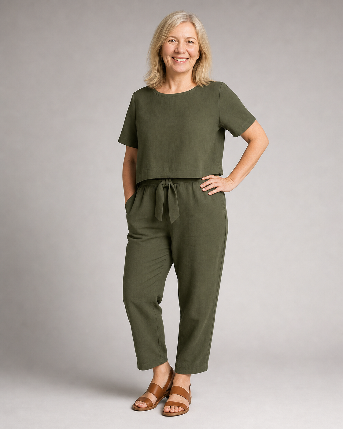 Marilyn Waistcoat & Trouser Set | Women's Two-Piece Co-Ord — Green — threequarter
