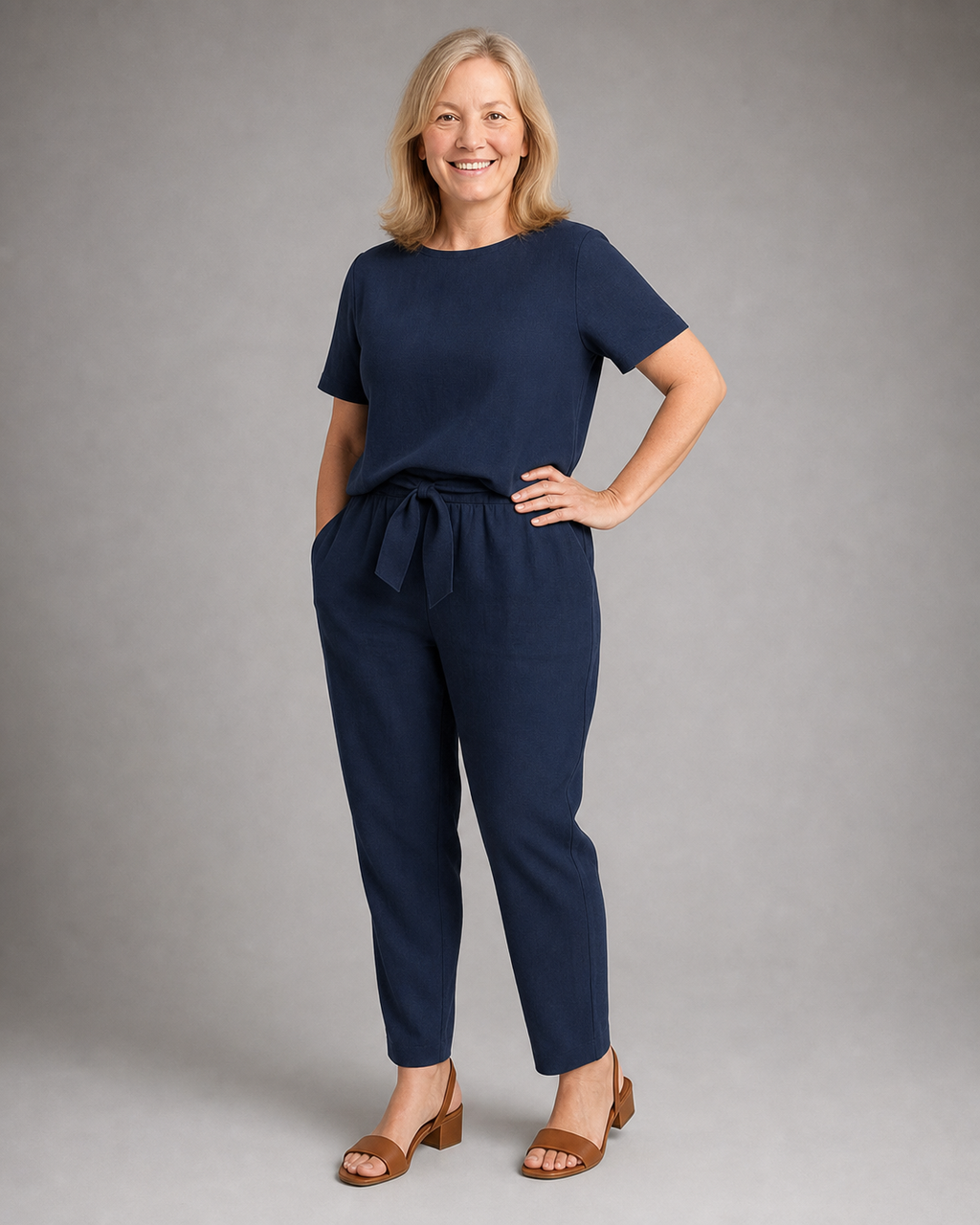 Marilyn Waistcoat & Trouser Set | Women's Two-Piece Co-Ord — Blue — threequarter