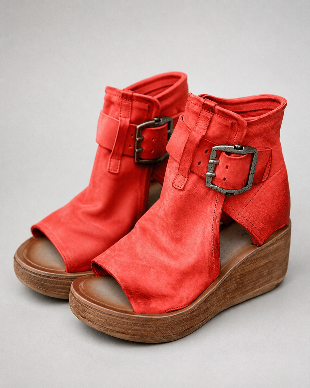 Rosamund Ankle-Strap Wedge Sandals | Women's High Platform Sandals — Red — hero