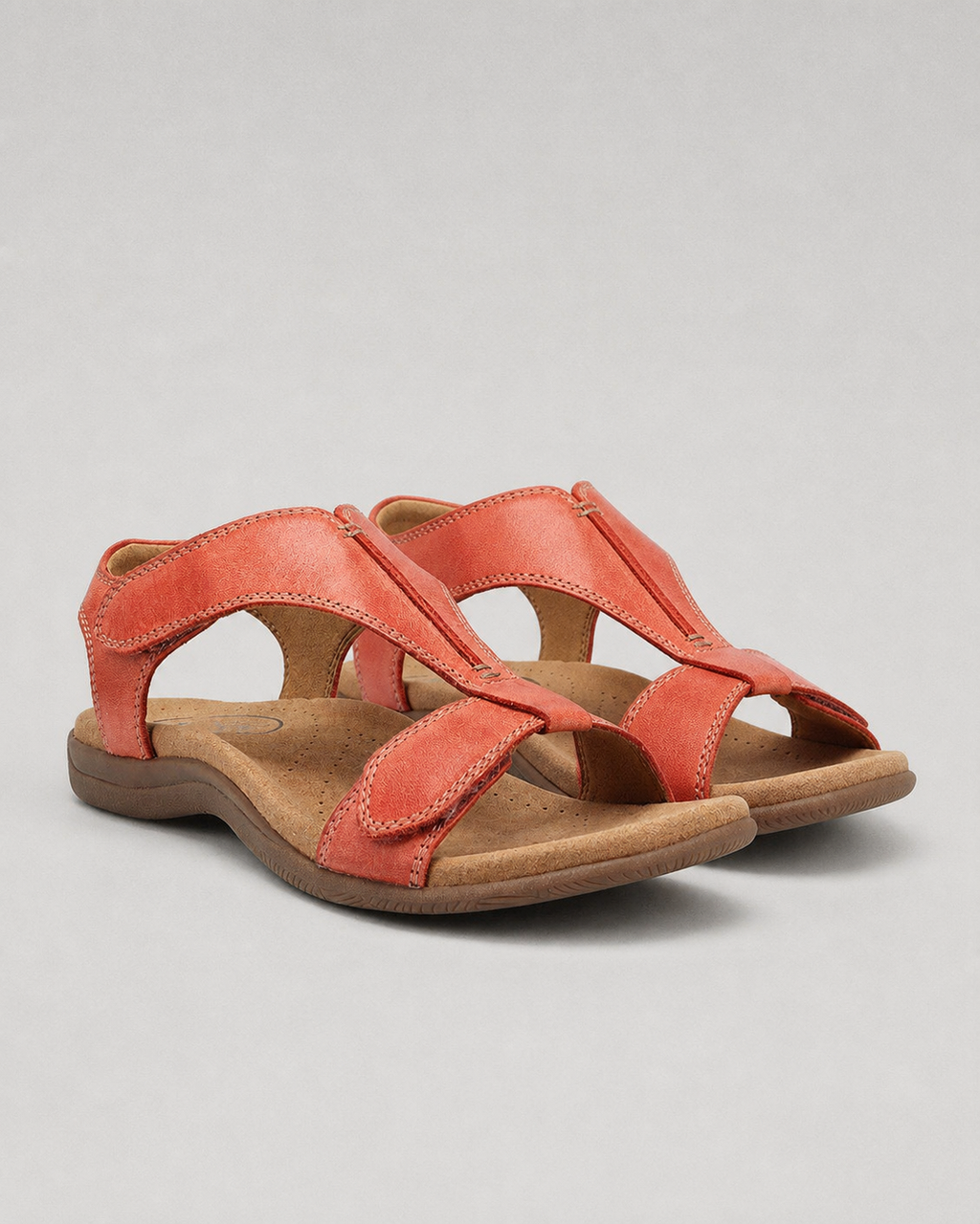Fabiola Cushioned Comfort Sandals | Women's Cut-Out Summer Sandals — Watermelon Red — hero
