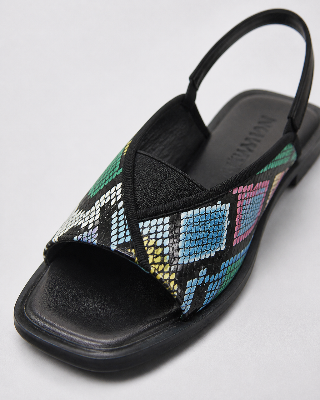 Zola Colourblock Slingback Sandals | Women's Square-Toe Flat Sandals — Multicolour — macro