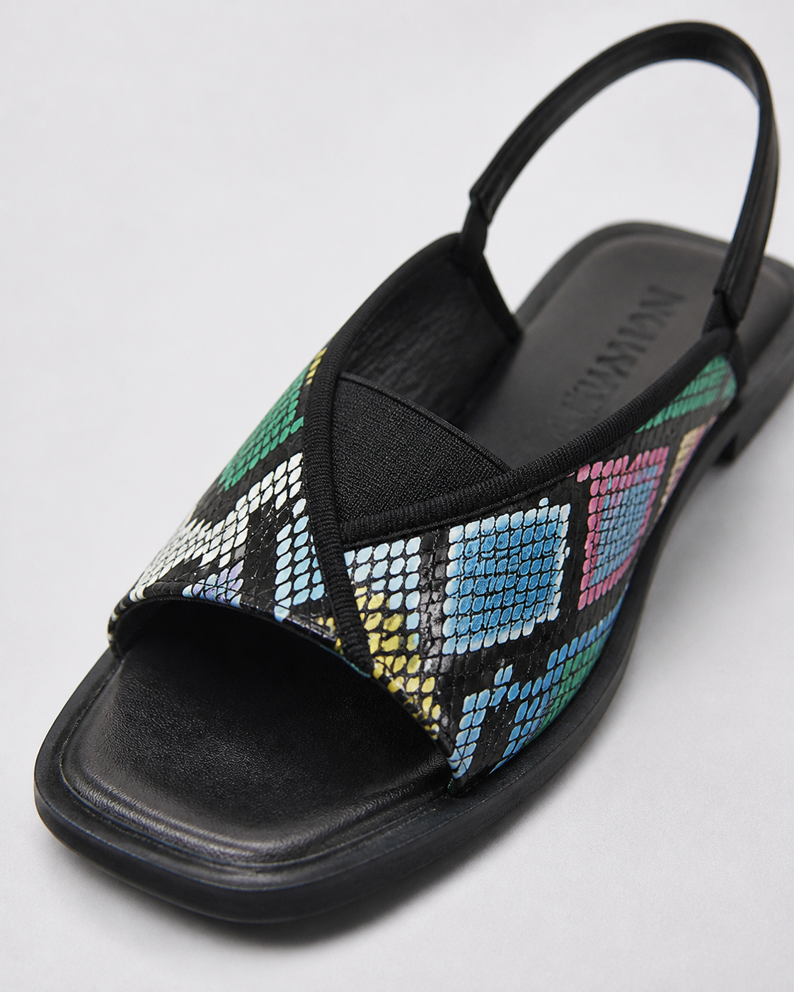 Zola Colourblock Slingback Sandals | Women's Square-Toe Flat Sandals — Multicolour — macro