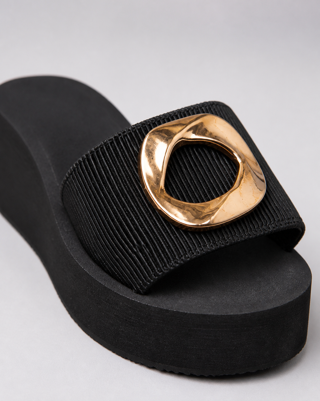 Saphira Ring-Detail Platform Sandals | Women's Chunky Sandals — Black — macro