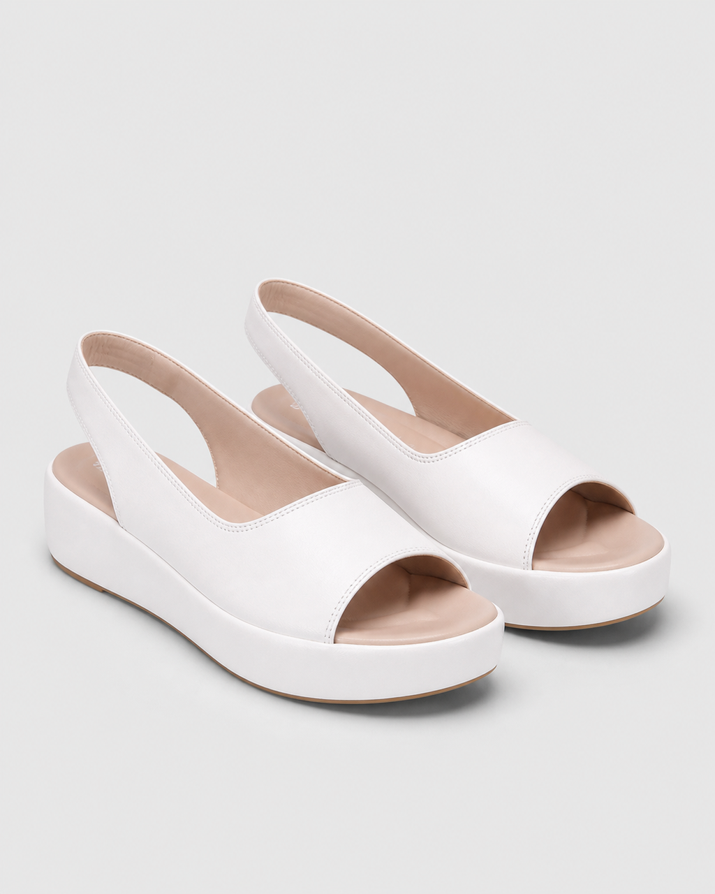 Bondi Peep-Toe Flatform Sandals | Women's Slingback Summer Sandals — White — hero