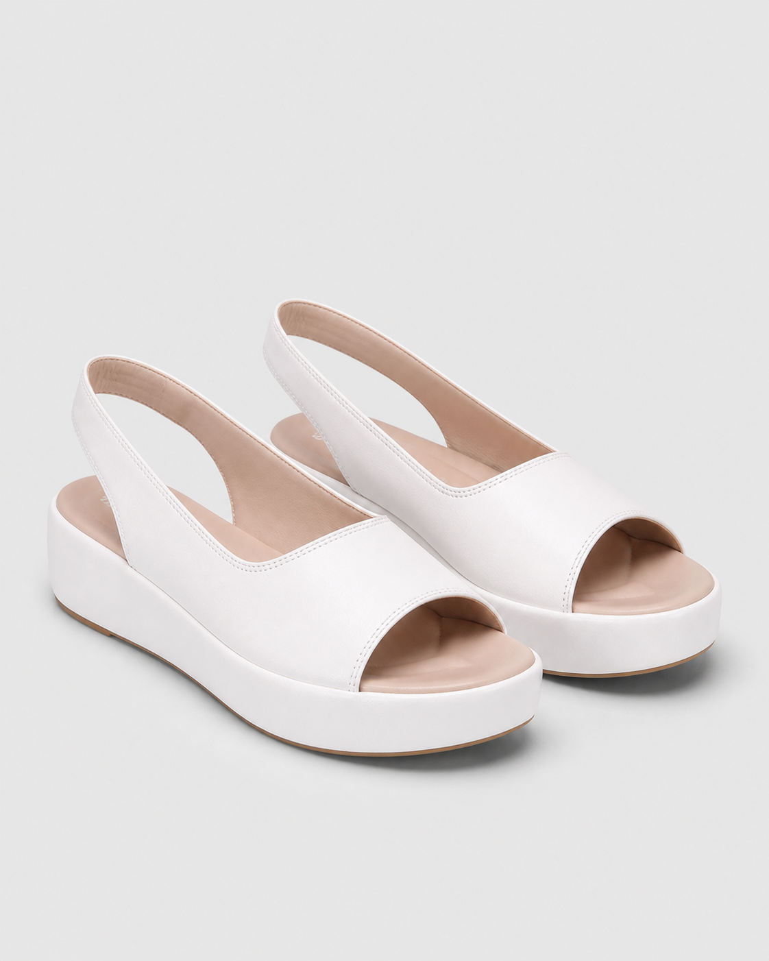Bondi Peep-Toe Flatform Sandals | Women's Slingback Summer Sandals — White — hero