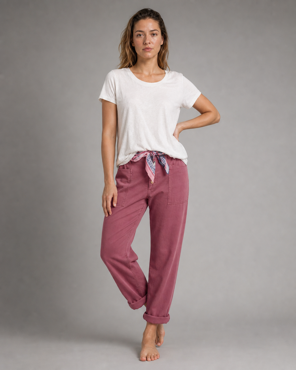 Lise Relaxed Straight Pants | Women's Elegant Trousers — Pink — threequarter