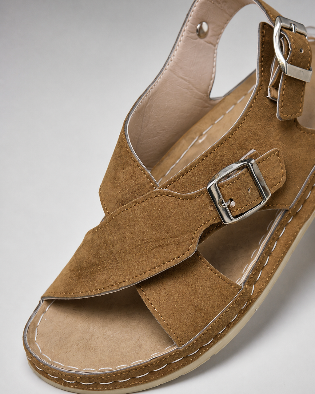 Liora Criss-Cross Comfort Sandals | Women's Cushioned Summer Sandals — Light Brown — macro