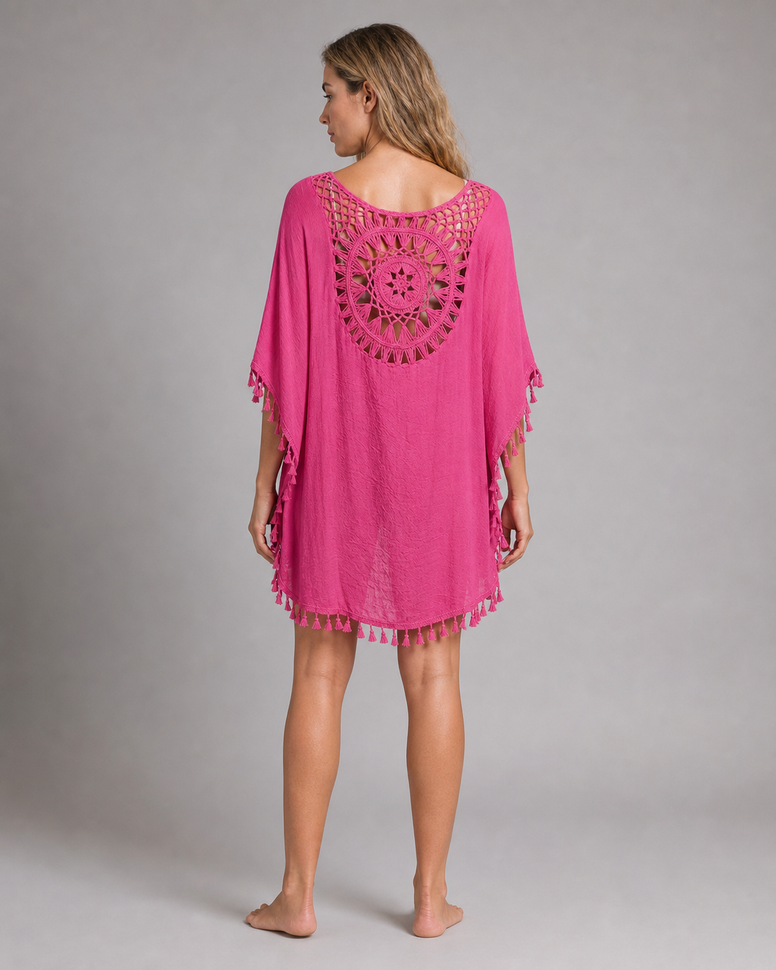 Chrissy™ | Boho Beach Cover-Up — Pink — back