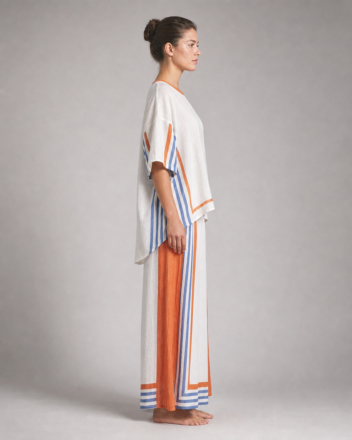 Brooke Striped Co-Ord | Women's Two-Piece Wide-Leg Set — White — side
