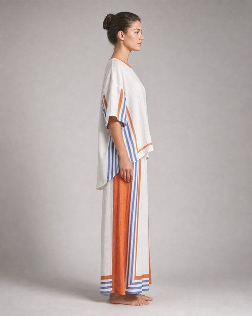 Brooke Striped Co-Ord | Women's Two-Piece Wide-Leg Set — White — side