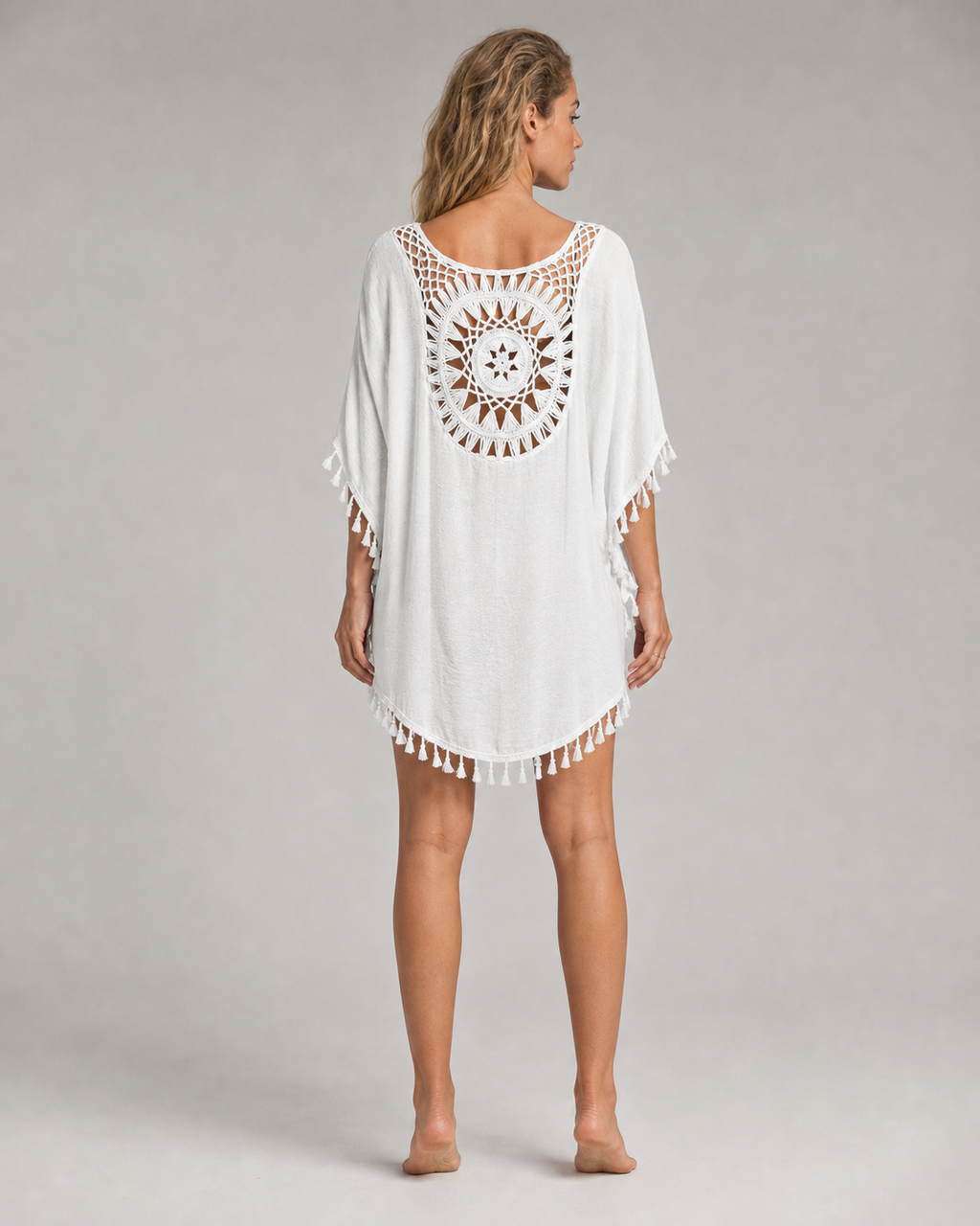 Chrissy™ | Boho Beach Cover-Up — White — back
