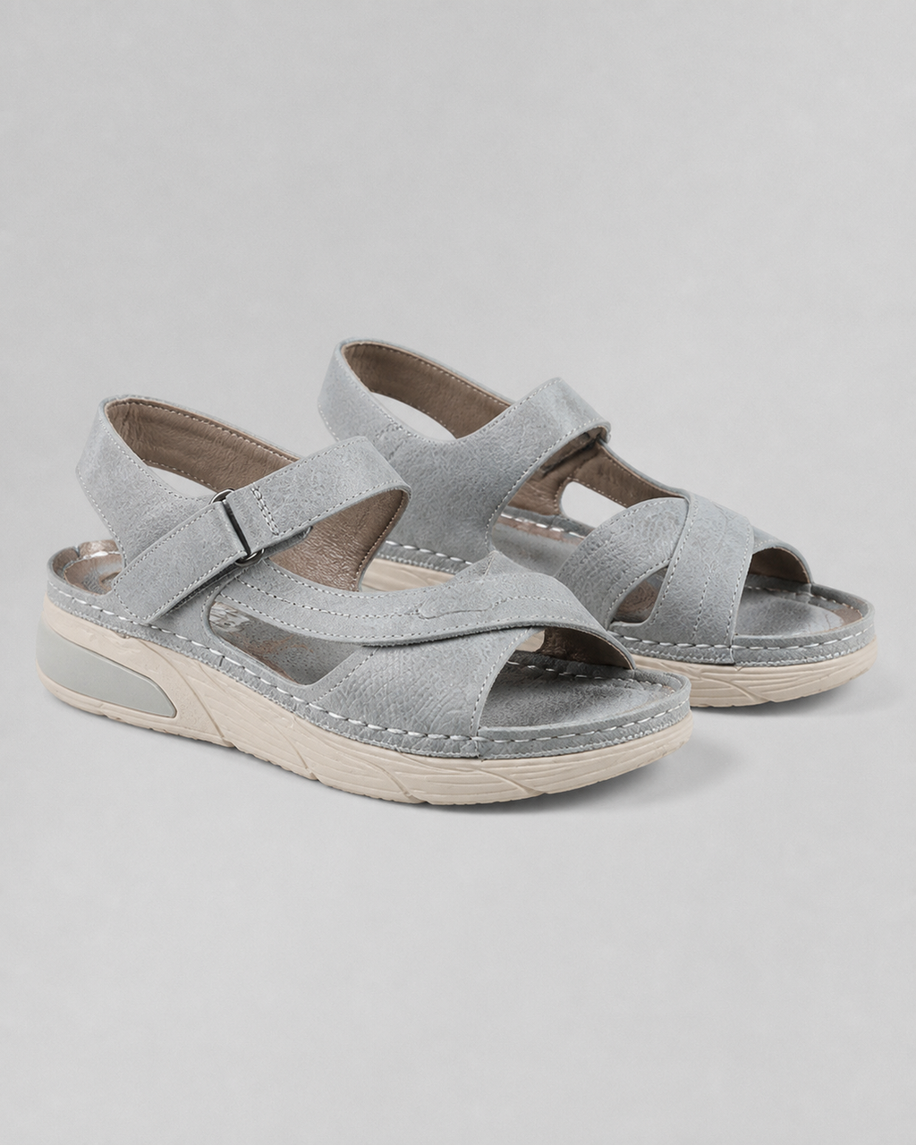 Helga Twin-Strap Comfort Sandals | Women's Cushioned Summer Sandals — Gray — hero