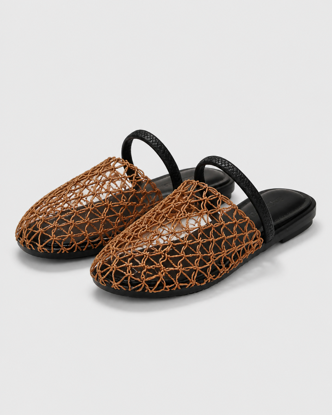 Summer Mesh Mule Sandals | Women's Woven Slip-On Sandals — Dark Brown — hero