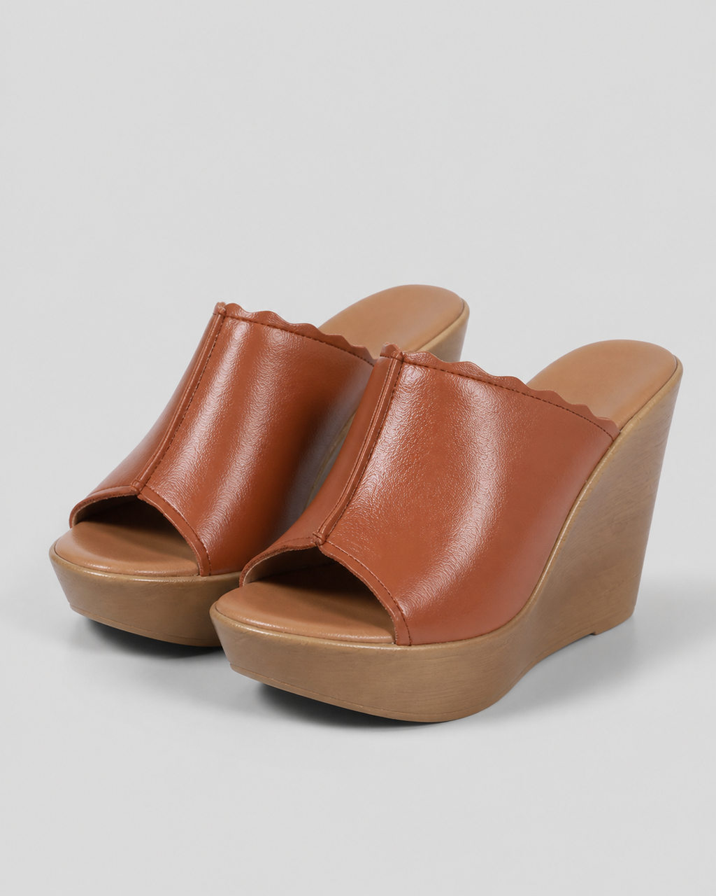 Verona Peep-Toe Wedge Sandals | Women's Slip-On Mule Sandals — Brown — hero