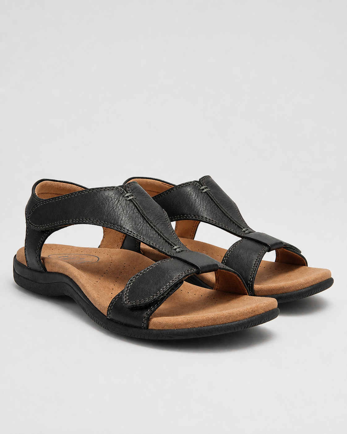 Fabiola Cushioned Comfort Sandals | Women's Cut-Out Summer Sandals — Black — hero