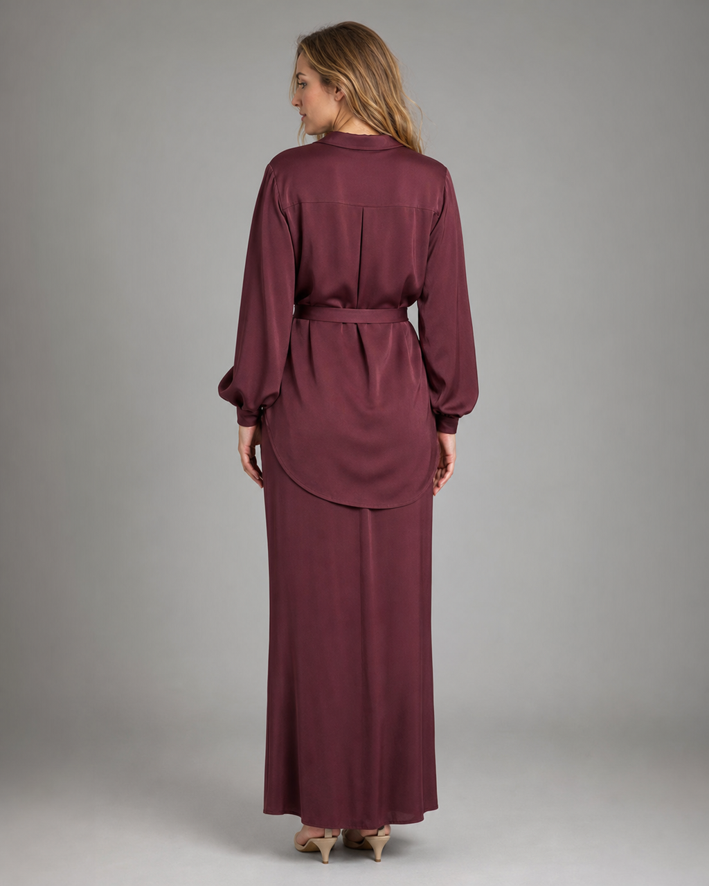 Lisa Shirt & Skirt Set | Women's Two-Piece Drawstring Co-Ord — Red — back