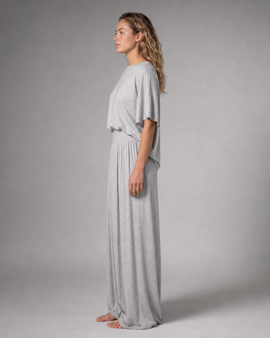 Leanne Top & Wide-Leg Set | Women's Casual Two-Piece Co-Ord — Light Grey — side