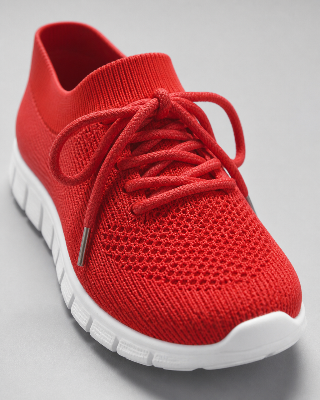 Nova Lightweight Knit Sneakers | Women's Lace-Up Trainers — Red — macro