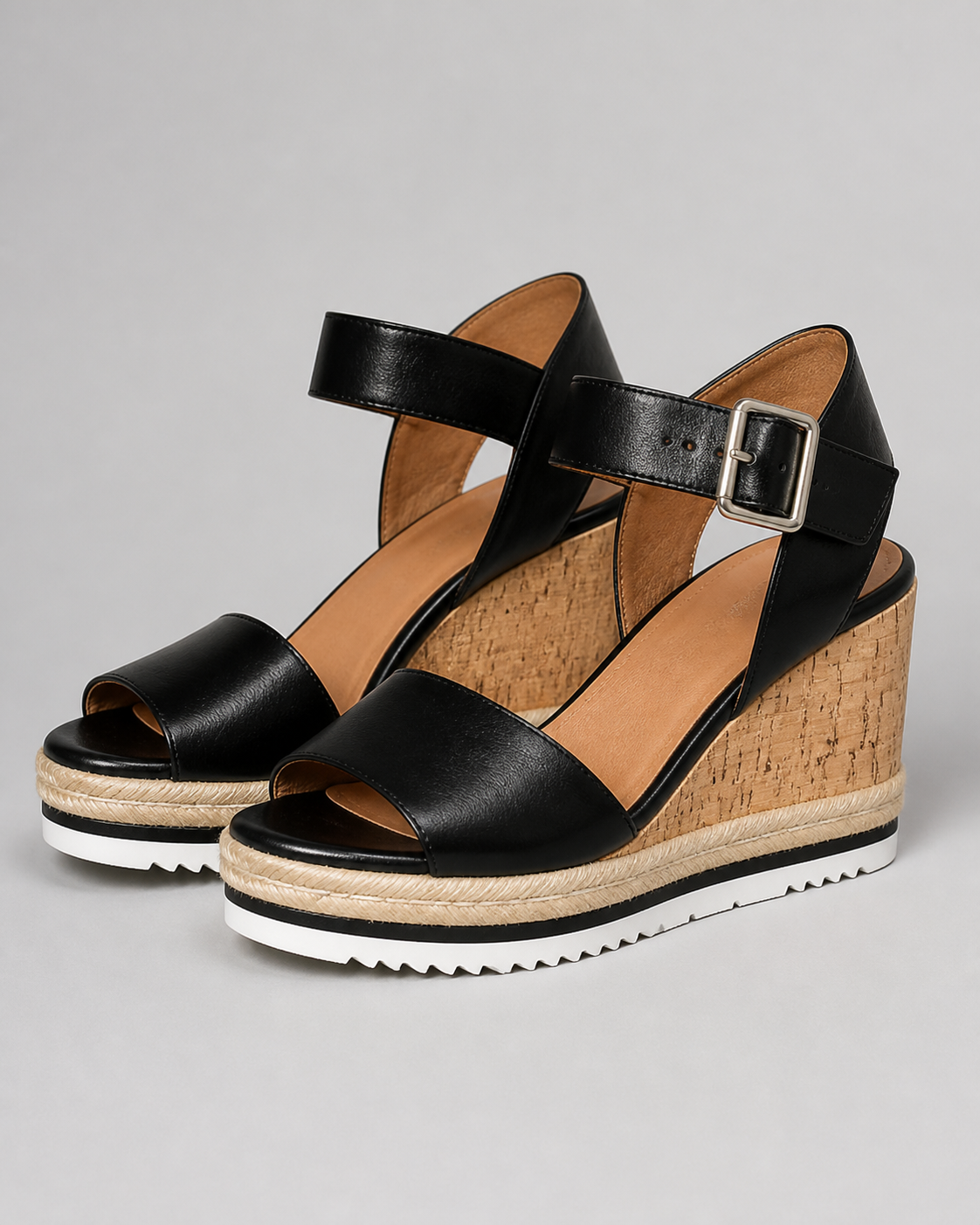 Cassandra Espadrille Wedge Sandals | Women's Platform Sandals — Black — hero