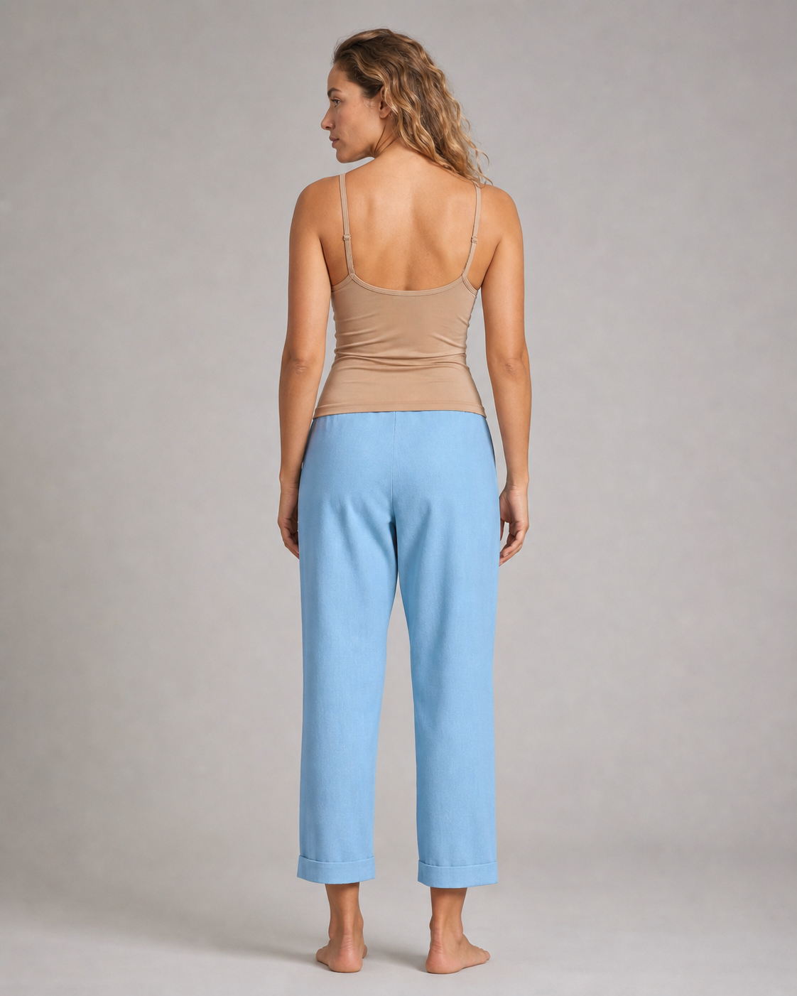 Rita Relaxed Tapered Pants | Women's Lightweight Summer Trousers — Blue — back