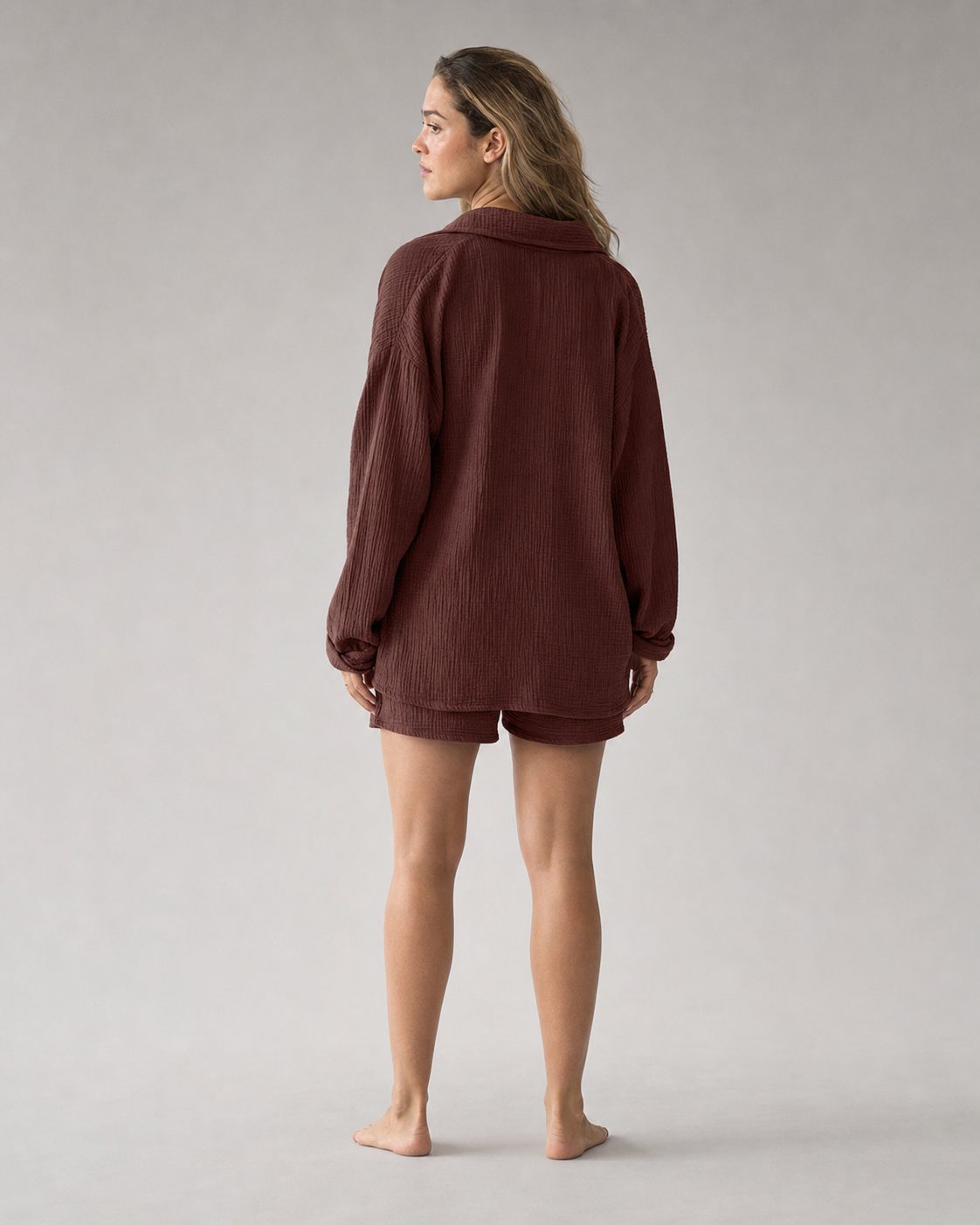 Rosa Shirt & Shorts Set | Women's Two-Piece Summer Co-Ord — Brown — back