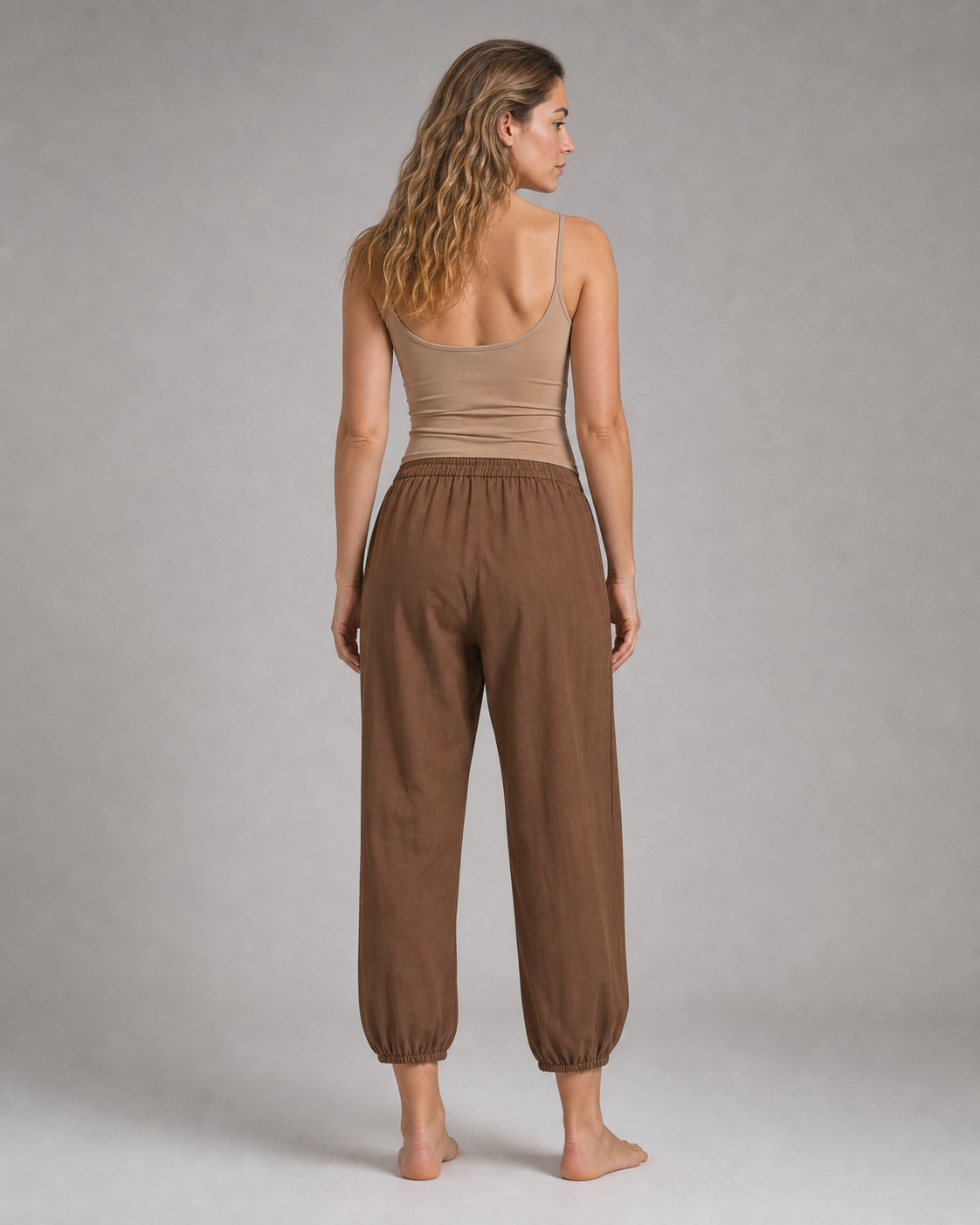 Lena High-Waist Straight Pants | Women's Relaxed Trousers — Brown — back