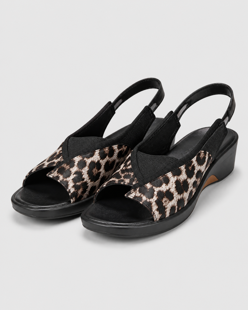 Zola Colourblock Slingback Sandals | Women's Square-Toe Flat Sandals — Leopard Print — hero