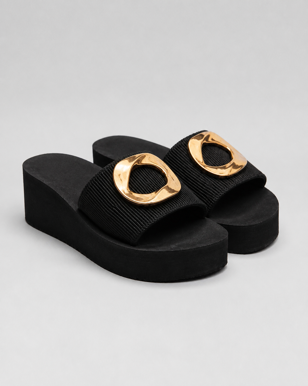 Saphira Ring-Detail Platform Sandals | Women's Chunky Sandals — Black — hero