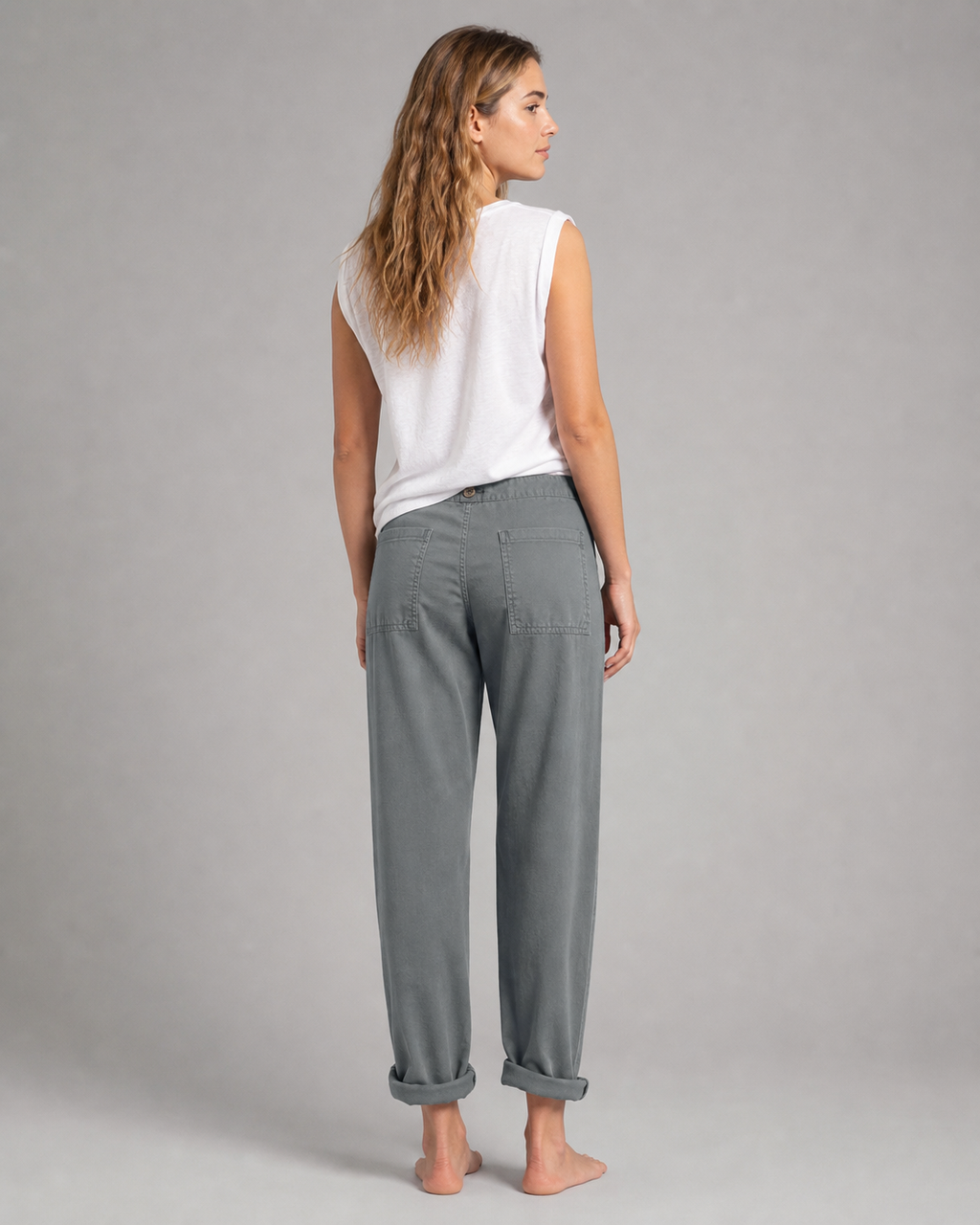 Lise Relaxed Straight Pants | Women's Elegant Trousers — Gray — back