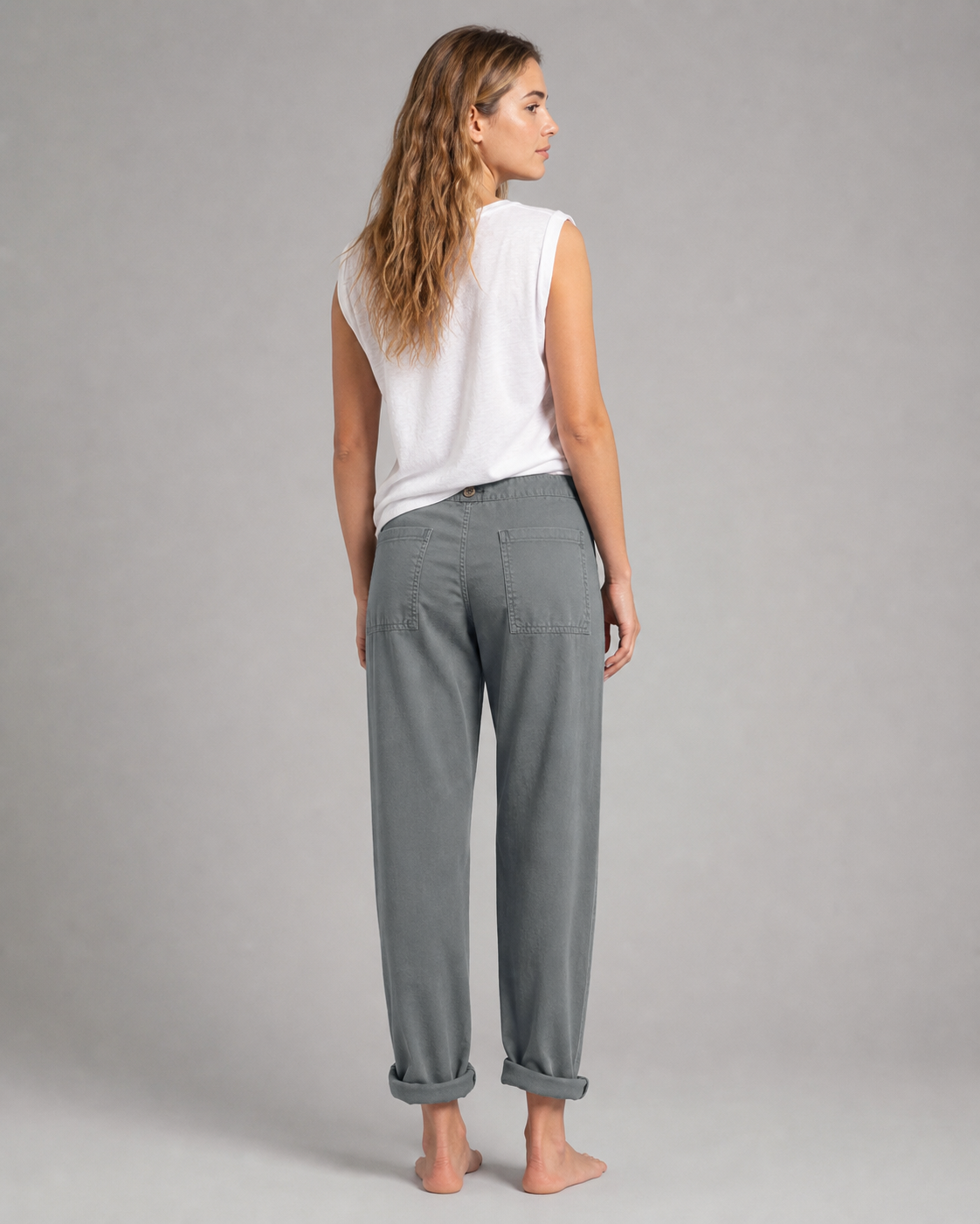 Lise Relaxed Straight Pants | Women's Elegant Trousers — Gray — back