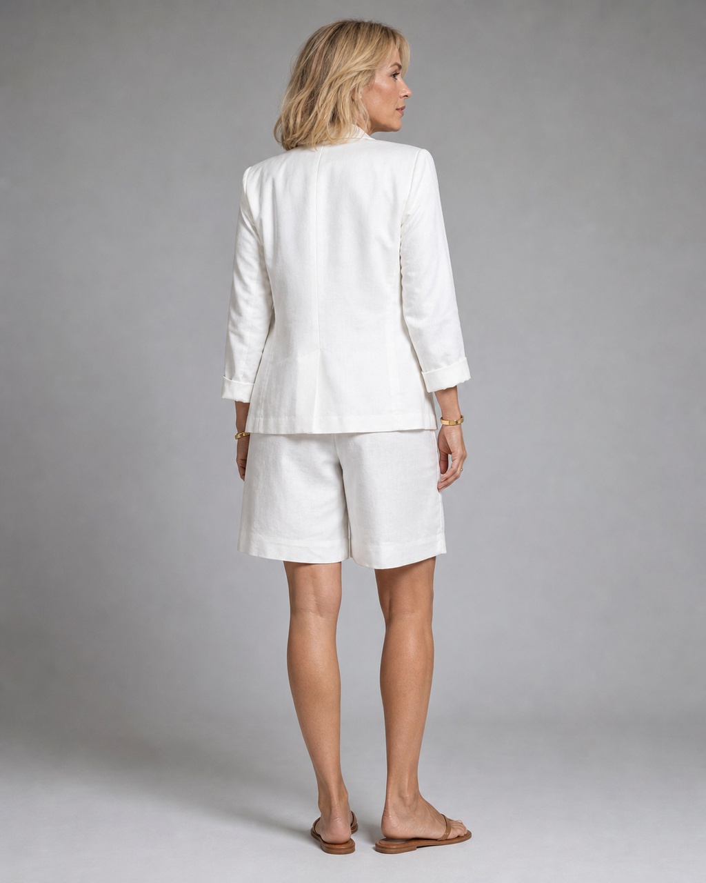 Kelly Blazer & Shorts Set | Women's Tailored Two-Piece Suit — White — back