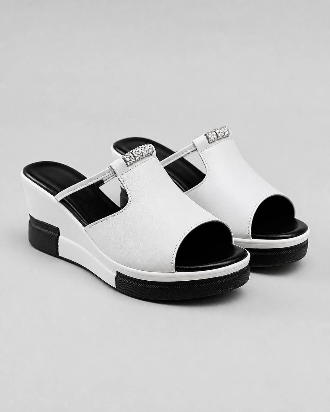 Morgana Cut-Out Platform Sandals | Women's Slingback Comfort Sandals — White — hero