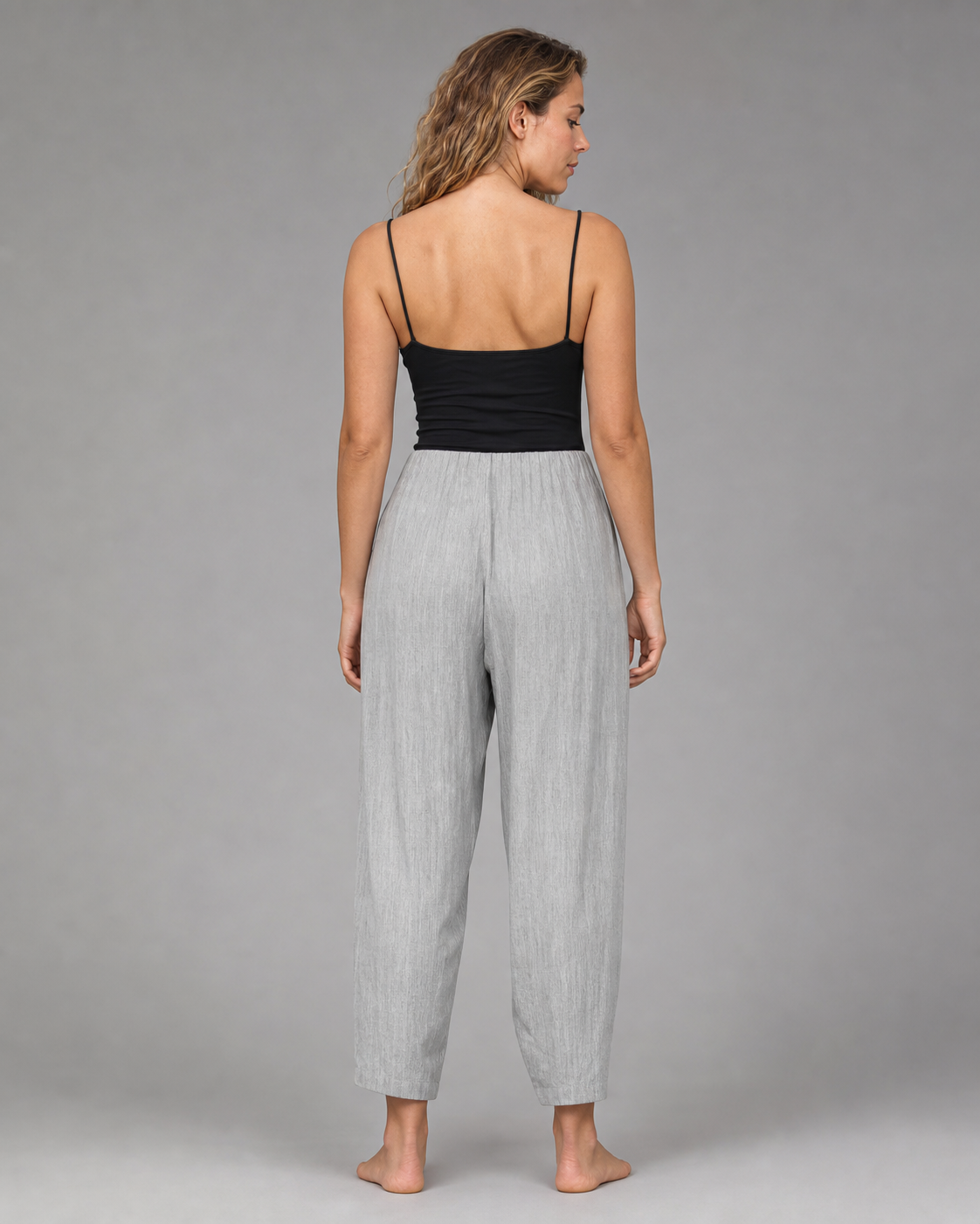 Desiree Relaxed Barrel Pants | Women's Lightweight Summer Trousers — Gray — back