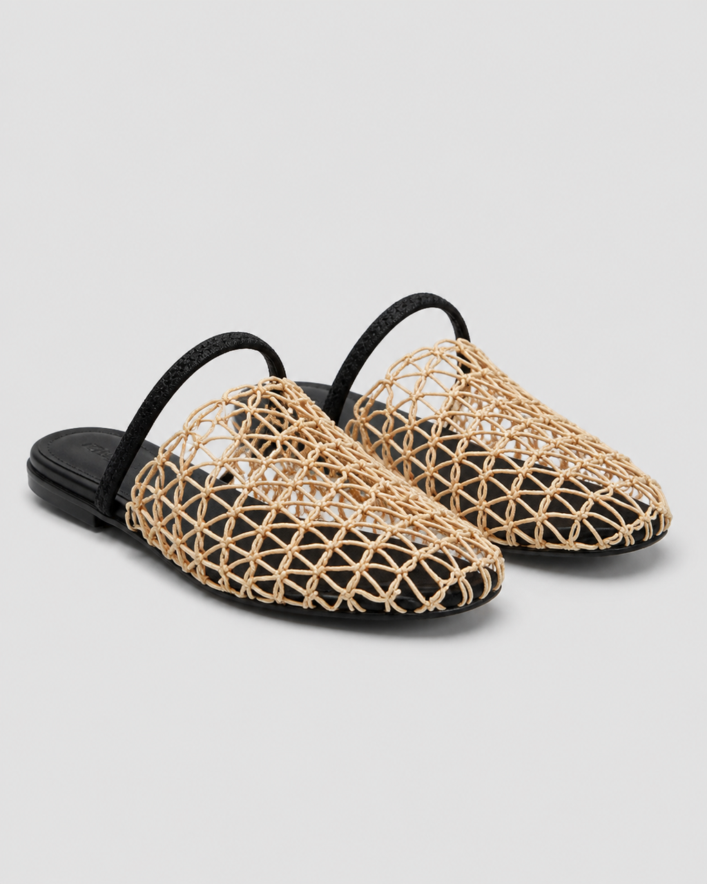 Summer Mesh Mule Sandals | Women's Woven Slip-On Sandals — Beige — hero
