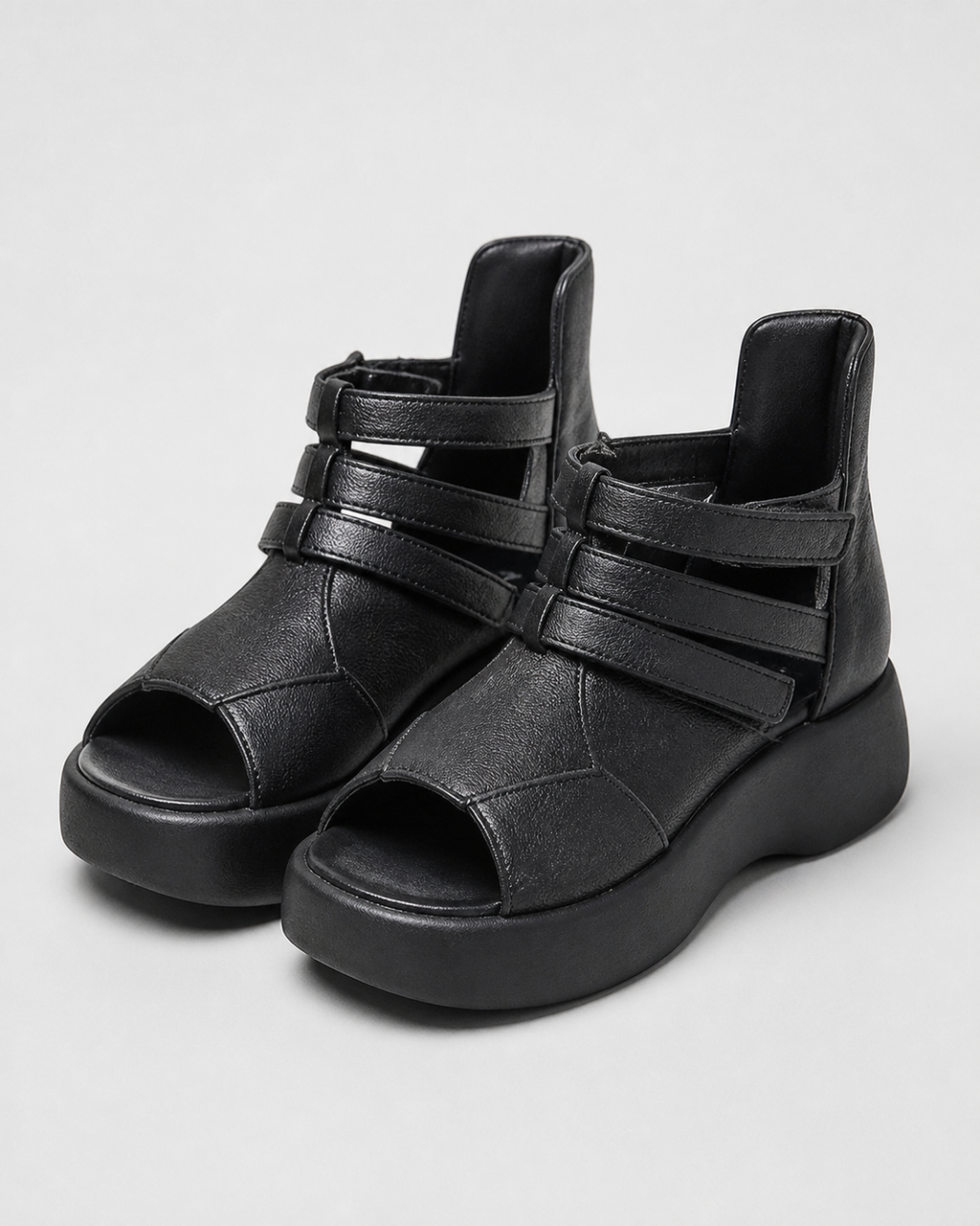 Zena Gladiator Platform Sandals | Women's Multi-Strap Sandals — Black — hero